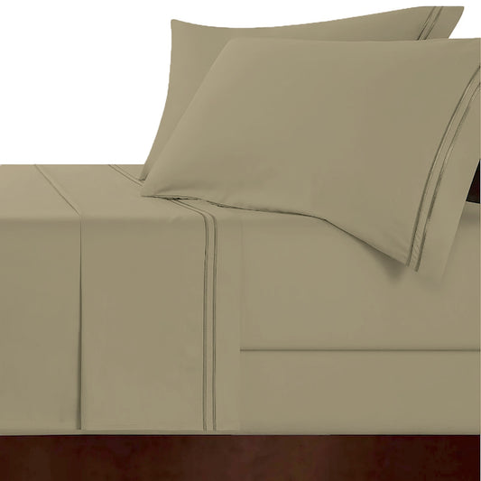 Strada Embroidered 1000 TC Egyptian Cotton Taupe Deep Queen Sheet sets by Renee Taylor