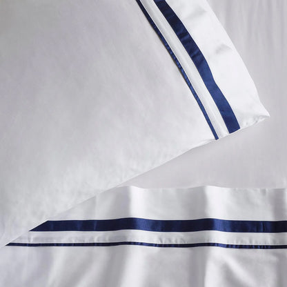 Cloud 1000 TC Egyptian Cotton White Navy Deep Queen Sheet sets by Renee Taylor