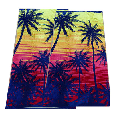 Renee Taylor 2 Pack Jacquard Velour Large Beach Towel 100 x 180 cms Sunset Palm