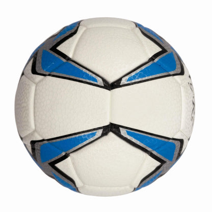A blue windmill size5 football, PU fit material, wear-resistant and explosion-proof, including pump+air needle+net bag