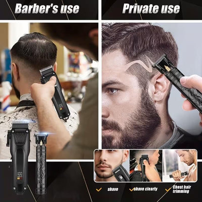 electric hair clipper two-piece set features a trendy and convenient design to meet the needs of family haircuts.   It is safe and easy to operate, providing powerful and precise trimming for styling, beard and sideburns care.   It can easily create an el