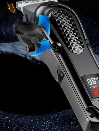 electric hair clipper two-piece set features a trendy and convenient design to meet the needs of family haircuts.   It is safe and easy to operate, providing powerful and precise trimming for styling, beard and sideburns care.   It can easily create an el