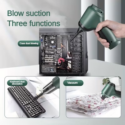 Three-in-one high-power cordless vacuum cleaner, suitable for both car and home use, with an ultra-long battery life. It can vacuum, blow air, remove dust, and clean pet hair. It comes with a variety of accessories and is ready to use immediately