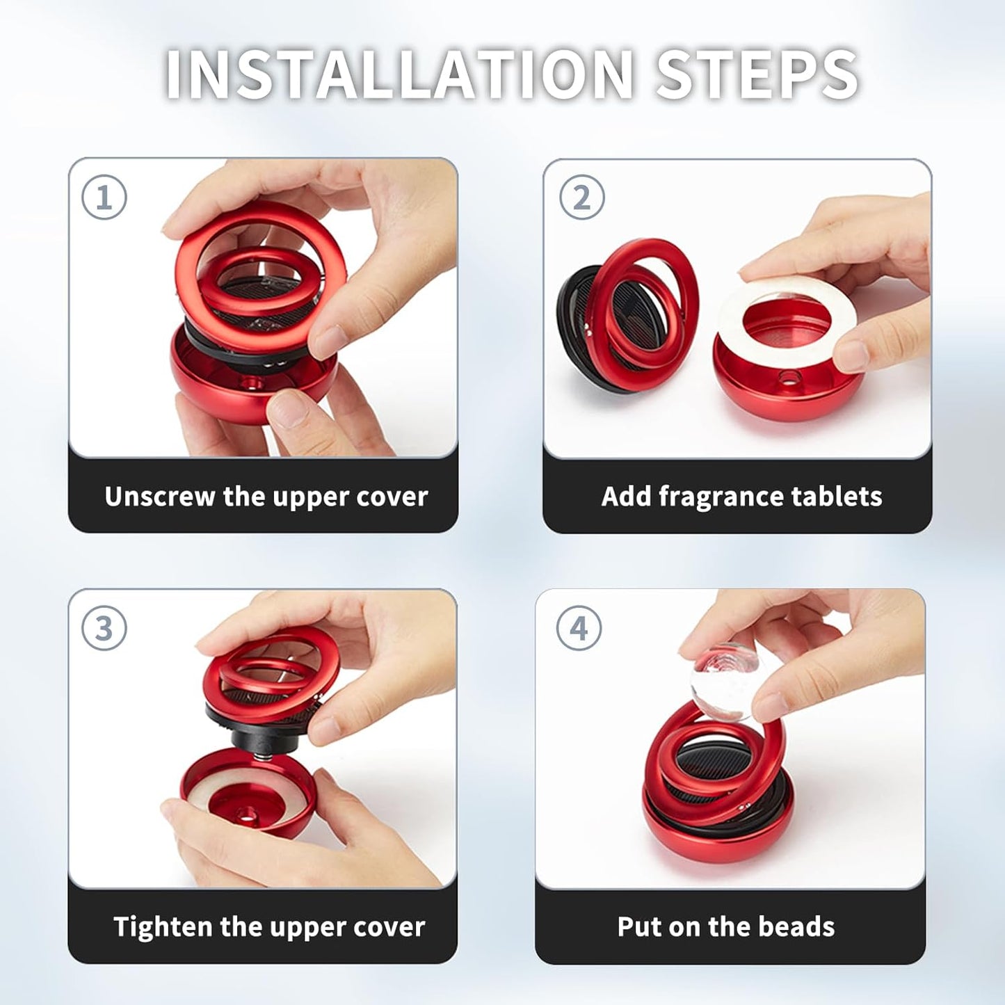 Black Solar-Powered Rotating Car Air Freshener: Space-Themed Dashboard Decor with Ocean Scent & 16 Cologne Pads