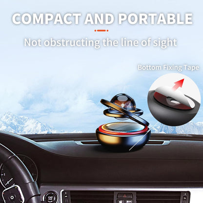 Black Solar-Powered Rotating Car Air Freshener: Space-Themed Dashboard Decor with Ocean Scent & 16 Cologne Pads