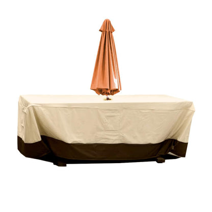 Patio Table & Chair Cover with Umbrella Hole: Water-Resistant Outdoor Furniture Cover for Rectangular/Oval Garden Sets (274x208x58 cm LxWxH)