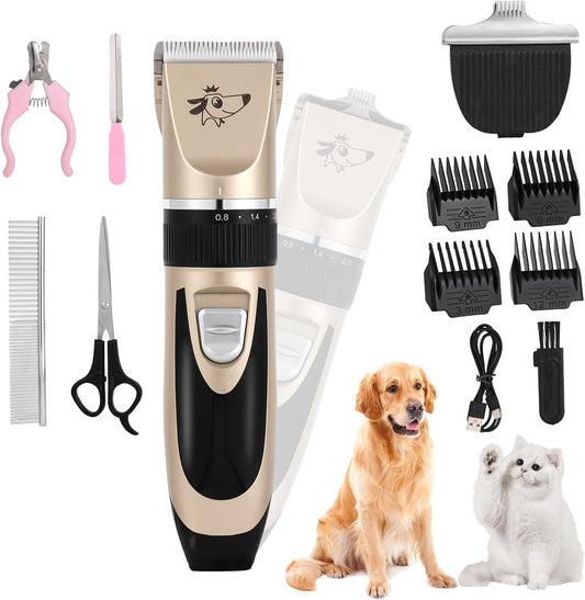 Pet products Professional Rechargeable Cordless Dogs Cats Horse Grooming Clippers - Professional Pet Hair Clippers with Comb Guides for Dogs Cats Horses and Other House Animals Pet Grooming Kit