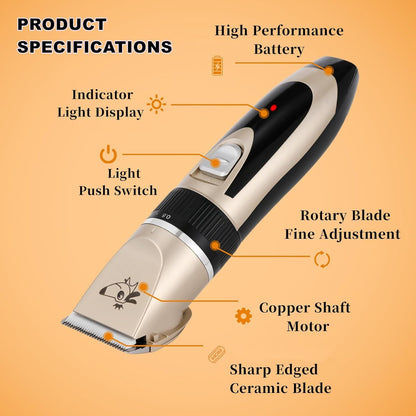 Pet products Professional Rechargeable Cordless Dogs Cats Horse Grooming Clippers - Professional Pet Hair Clippers with Comb Guides for Dogs Cats Horses and Other House Animals Pet Grooming Kit
