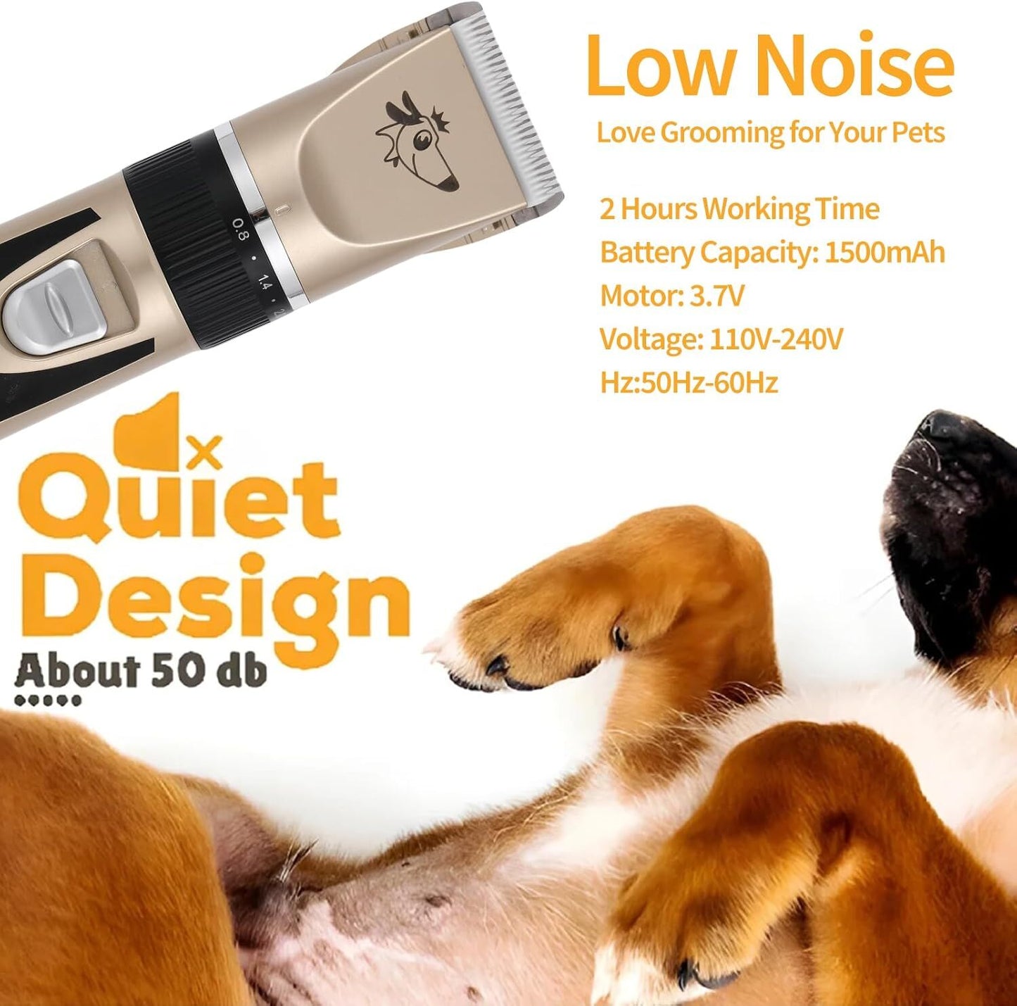 Pet products Professional Rechargeable Cordless Dogs Cats Horse Grooming Clippers - Professional Pet Hair Clippers with Comb Guides for Dogs Cats Horses and Other House Animals Pet Grooming Kit