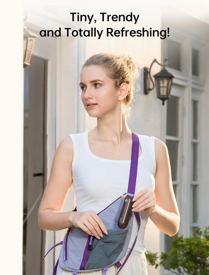 Handheld Mini Fan (Brown), 3-in-1 USB Rechargeable Portable Fan with Power Bank & Flashlight, Pocket Design for Travel & Summer