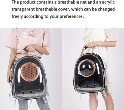 Pet Space Capsule Backpack, Small Medium Cat Puppy Dog Carrier, Transparent Breathable Heat Proof, Pet Carrier for Travel Hiking Walking Camping, Grey
