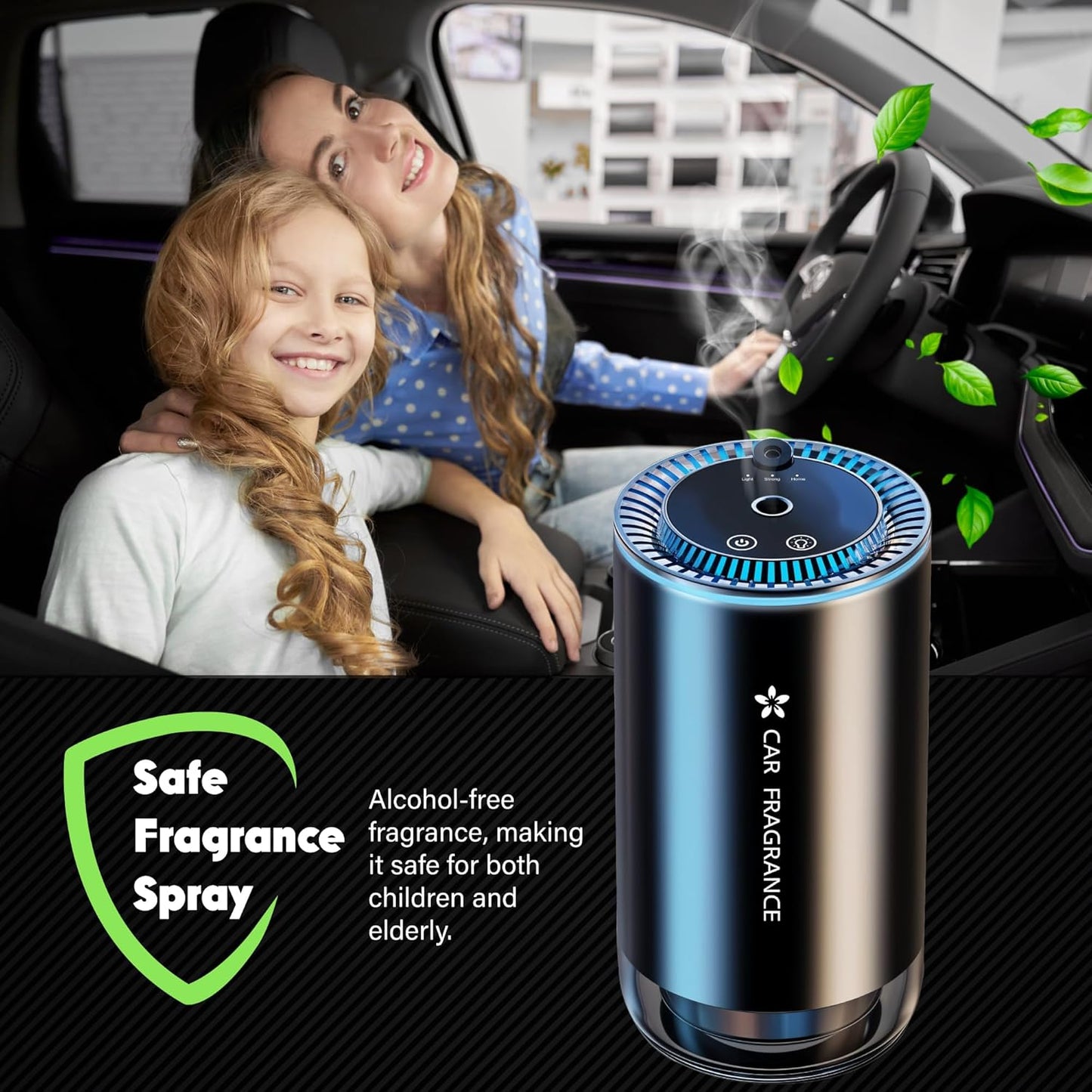 Smart Car Air Freshener with Starry Lights Projector: Automatic Aroma Diffuser, 3 Modes, Rechargeable for Car & Home