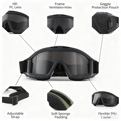 Christmas gifts for husband or boyfriend
 Tactical Safety Goggles, Anti-Fog HD Lens, Wind & Dust Protection for Outdoor & Tactical Use(black)