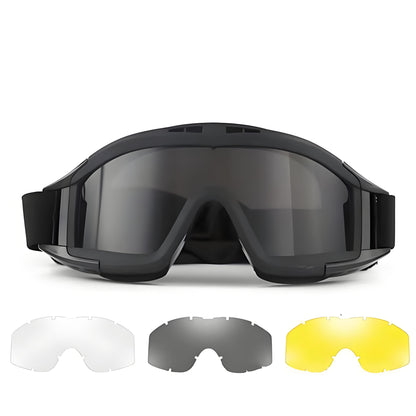 Christmas gifts for husband or boyfriend
 Tactical Safety Goggles with 3 Interchangeable Lenses, Wind & Dust Protection for Outdoor & Tactical Use(black)