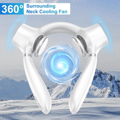 White Portable Neck Fan: Hands-Free Wearable Air Conditioner with 4000mAh Battery for Australian Travel & Daily Use