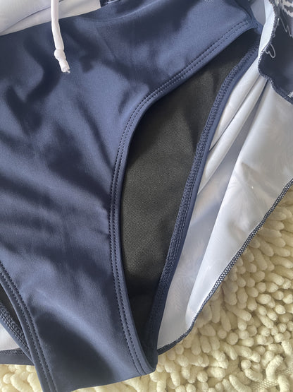 2026 New Sexy Deep V Two Piece Tankini Floral Printed Split Swimsuit Size M