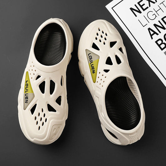 Men's Summer EVA Crocs with 3 Color Options - Breathable, Non-Slip, Comfortable Beach & Casual Sandals(white&black)