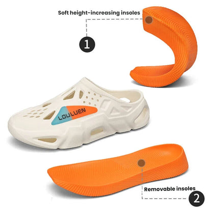 Men's Summer EVA Crocs with 3 Color Options - Breathable, Non-Slip, Comfortable Beach & Casual Sandals(white&orange)