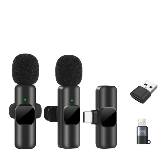 Wireless Lavalier Microphone for iPhone Android Live Recording