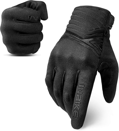 Breathable Mesh Motorcycle Gloves Touchscreen with TPR Palm Pad Hard Knuckle-Black-XLarge