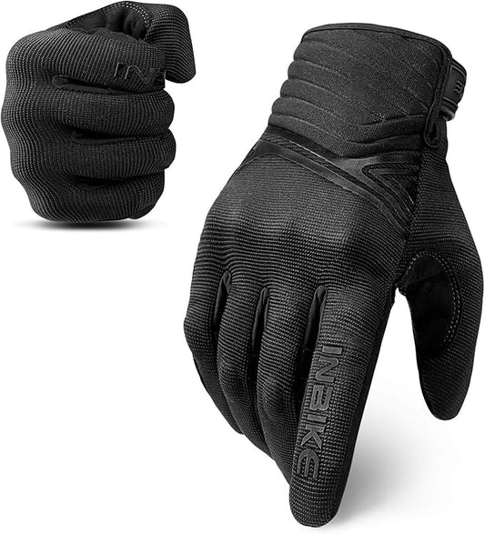 Breathable Mesh Motorcycle Gloves Touchscreen with TPR Palm Pad Hard Knuckle-Black-XLarge