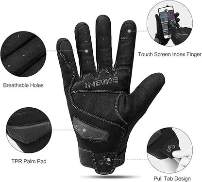 Breathable Mesh Motorcycle Gloves Touchscreen with TPR Palm Pad Hard Knuckle-Black-XLarge