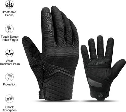 Breathable Mesh Motorcycle Gloves Touchscreen with TPR Palm Pad Hard Knuckle-Black-XLarge