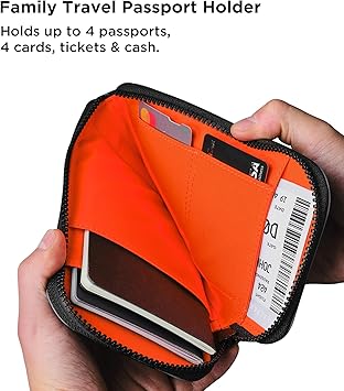 Travel Wallet - RFID Passport Holder, Self Locking Zipper Wear & Tear-Resistant Material, 3 Passport Pockets and 5 Card Slots - HUB Accessories-Grey