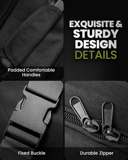 OutdoorMaster Padded Golf Club Travel Bag with Wheels, 900D Heavy Duty Oxford Waterproof -Alligators-Black