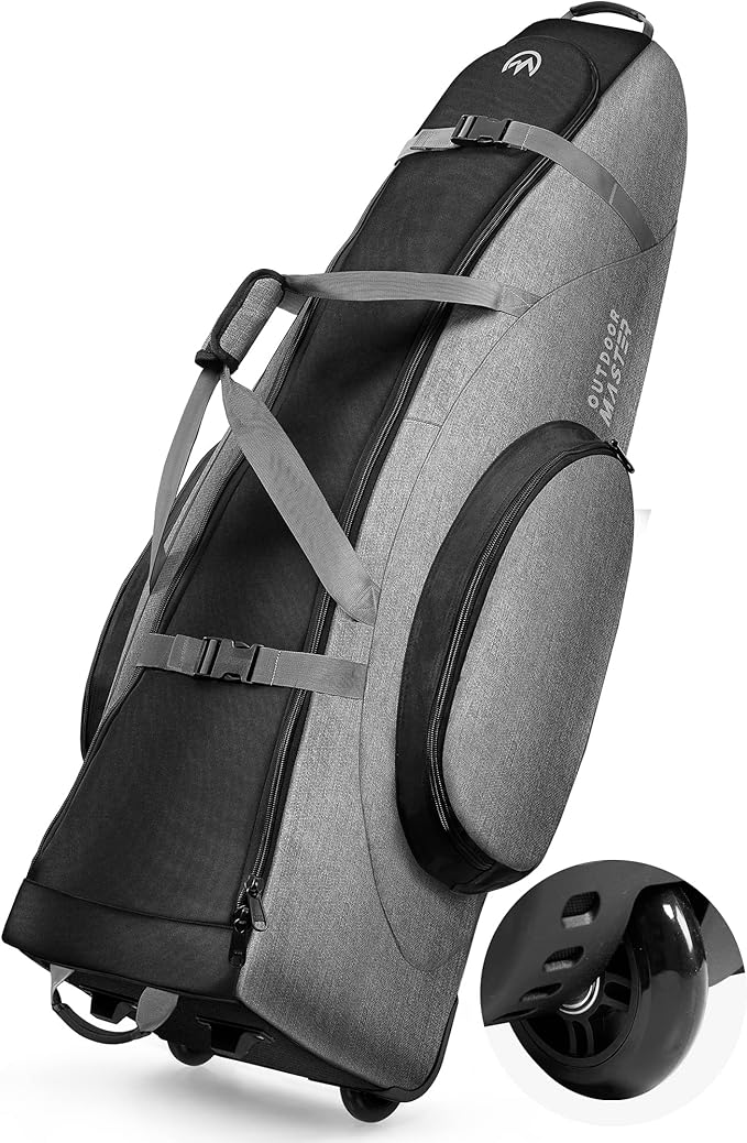 OutdoorMaster Padded Golf Club Travel Bag with Wheels, 900D Heavy Duty Oxford Waterproof -Alligators-Gray