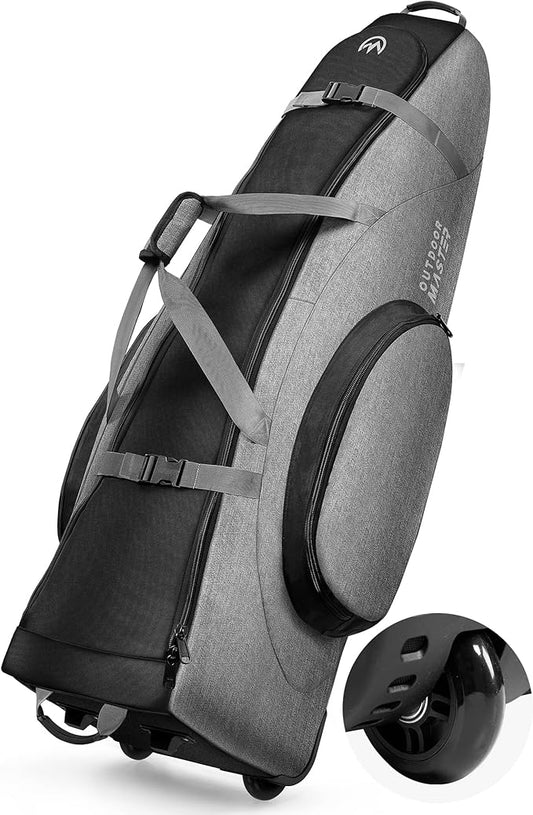 OutdoorMaster Padded Golf Club Travel Bag with Wheels, 900D Heavy Duty Oxford Waterproof -Alligators-Gray