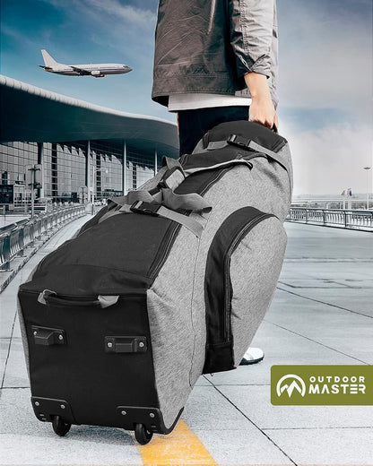 OutdoorMaster Padded Golf Club Travel Bag with Wheels, 900D Heavy Duty Oxford Waterproof -Alligators-Gray