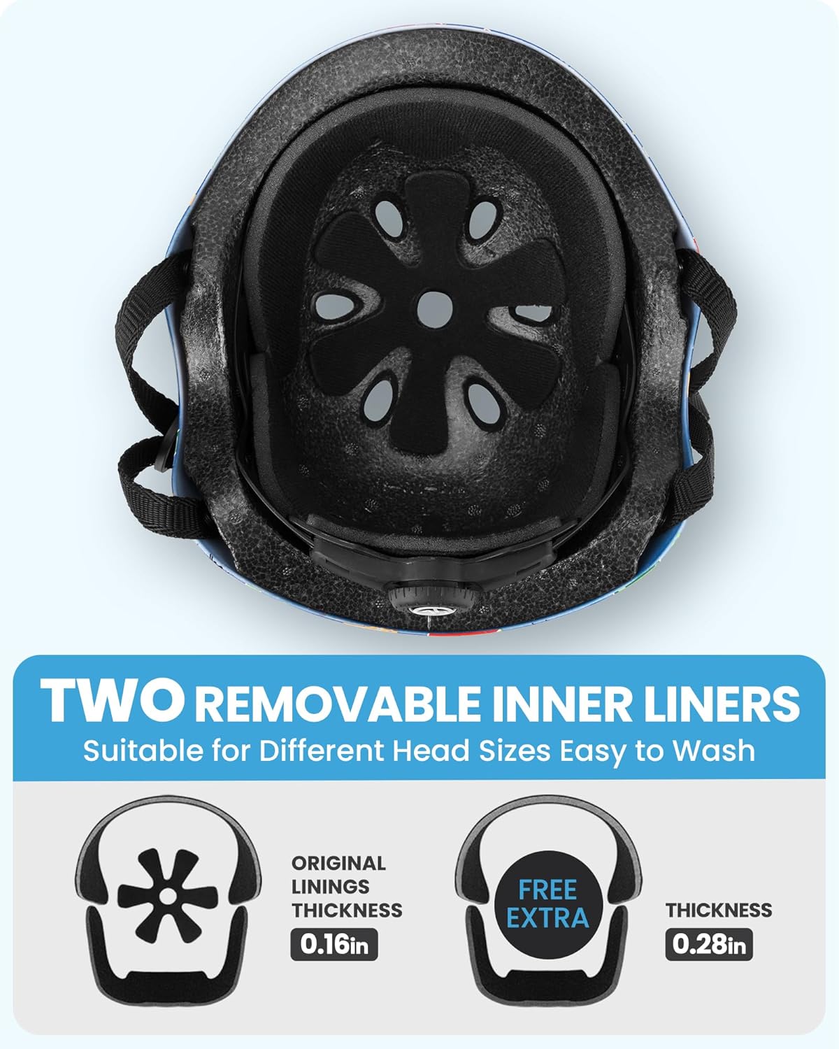 OutdoorMaster Youth & Kids Bike Helmet - Adjustable Multi-Sports Skateboard Helmet with Removable Liners for Balance Bike, Kids Scooter, One Wheel Hoverboard,Graffiti-style helmet-Dino Volcanoland-Small