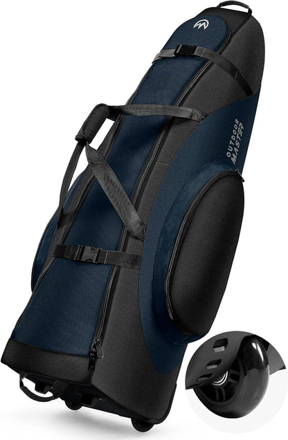 OutdoorMaster Padded Golf Club Travel Bag with Wheels, 900D Heavy Duty Oxford Waterproof -Alligators-Blue