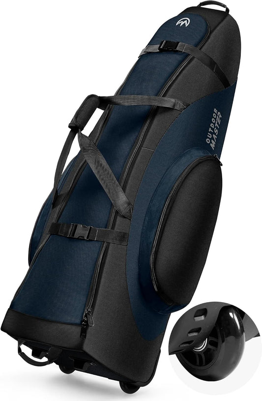 OutdoorMaster Padded Golf Club Travel Bag with Wheels, 900D Heavy Duty Oxford Waterproof -Alligators-Blue
