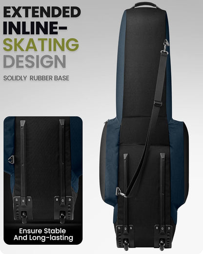 OutdoorMaster Padded Golf Club Travel Bag with Wheels, 900D Heavy Duty Oxford Waterproof -Alligators-Blue