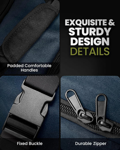 OutdoorMaster Padded Golf Club Travel Bag with Wheels, 900D Heavy Duty Oxford Waterproof -Alligators-Blue