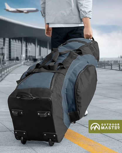 OutdoorMaster Padded Golf Club Travel Bag with Wheels, 900D Heavy Duty Oxford Waterproof -Alligators-Blue