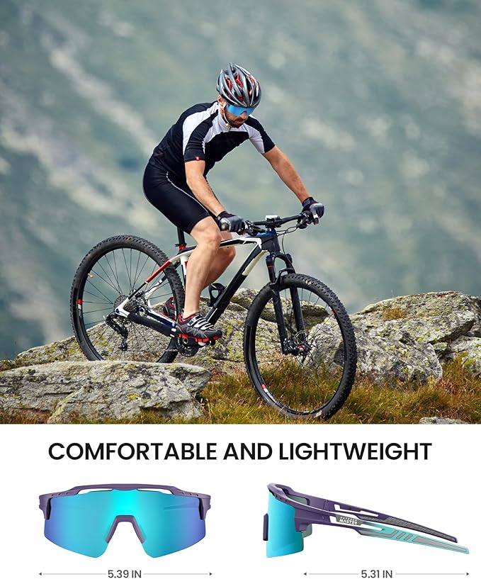 OutdoorMaster Hawk II Polarized Sports Sunglasses for Men Women, TAC 100% UV400 Protection TR90 Frame Cycling Sunglasses, Baseball Running Fishing Golf Glasses-Blue Frame+revo Blue Cat.3,Adult