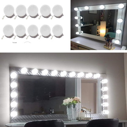 Hollywood Super Star Style Makeup Mirror Vanity LED Light Bulbs Kit for Dressing Table Dimmable & Plug in, Linkable and Flexible Strip, Mirror Not Included