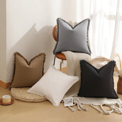 1 pc New Light Luxury modern Bohemian style pillowcase, fringed pillow cushion cover (brown)