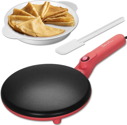 Electric Crepe Maker, 8-Inch Portable Nonstick Crepe Machine with Handle, Compact Household Pancake & Tortilla Maker for Eggs, Crepes, Blintzes, and Wraps