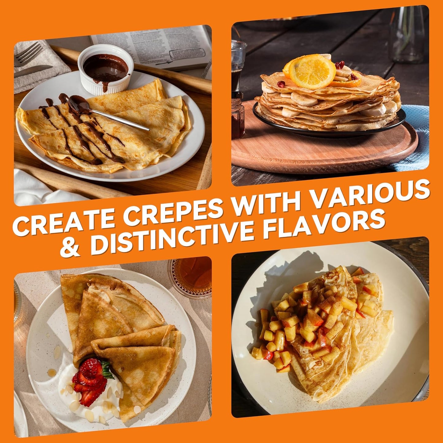 Electric Crepe Maker, 8-Inch Portable Nonstick Crepe Machine with Handle, Compact Household Pancake & Tortilla Maker for Eggs, Crepes, Blintzes, and Wraps