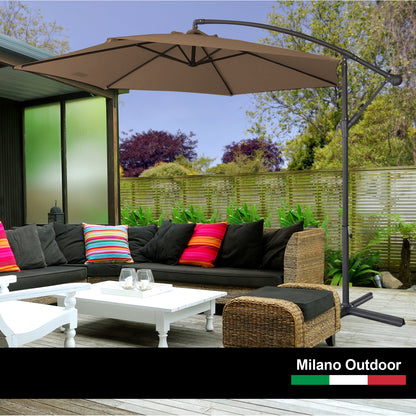 Milano 3M Outdoor Umbrella Cantilever With Protective Cover Patio Garden Shade - Latte