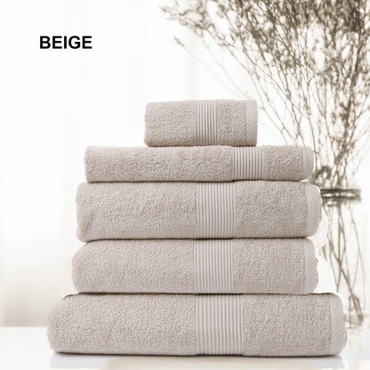 Royal Comfort 5 Piece Cotton Bamboo Towel Set 450GSM Luxurious Absorbent Plush - Beige