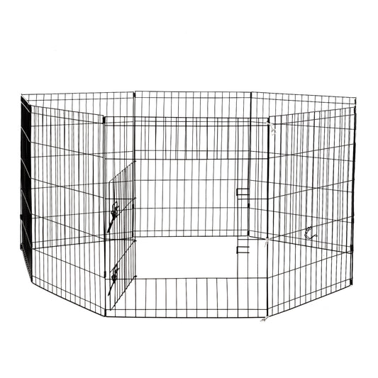 4Paws 8 Panel Playpen Puppy Exercise Fence Cage Enclosure Pets Black All Sizes - 30" - Black