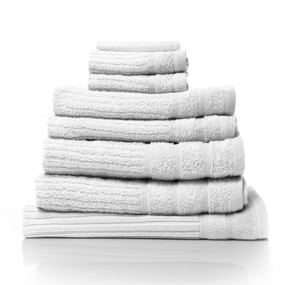 Royal Comfort Eden Egyptian Cotton 600GSM 8 Piece Luxury Bath Towels Set - White