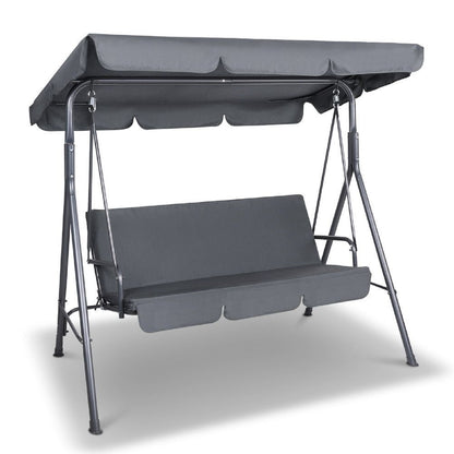 Milano Outdoor Swing Bench Seat Chair Canopy Furniture 3 Seater Garden Hammock - Grey