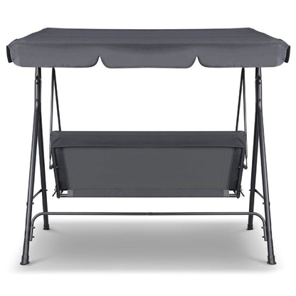 Milano Outdoor Swing Bench Seat Chair Canopy Furniture 3 Seater Garden Hammock - Grey