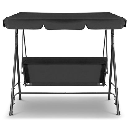 Milano Outdoor Swing Bench Seat Chair Canopy Furniture 3 Seater Garden Hammock - Black